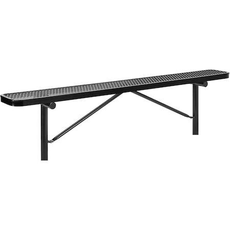 Global Industrial 8ft Outdoor Steel Flat Bench, Expanded Metal, In Ground Mount, Black 277157IBK